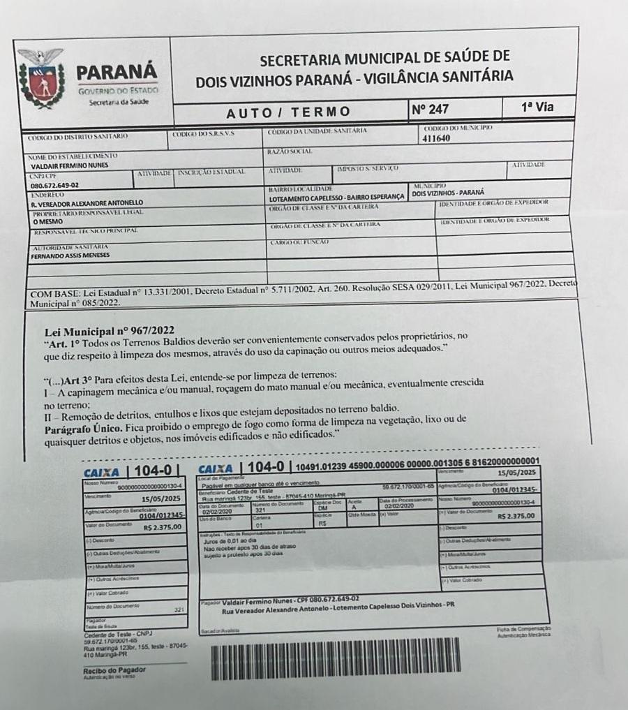 CRIMINOSOS SE APROVEITAM DE AÇÃO DA PREFEITURA E ESPALHAM BOLETOS FALSOS EM DOIS VIZINHOS