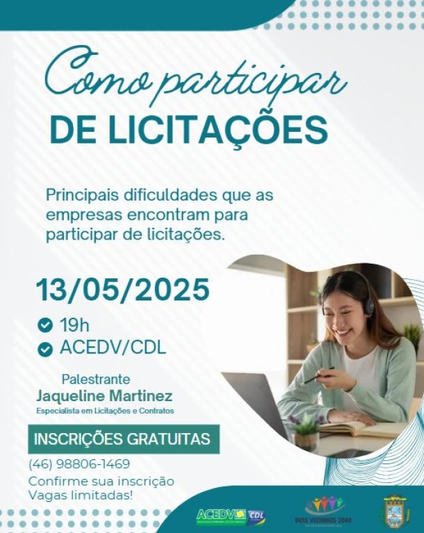 ACEDV/CDL promove palestra sobre como participar de licitações