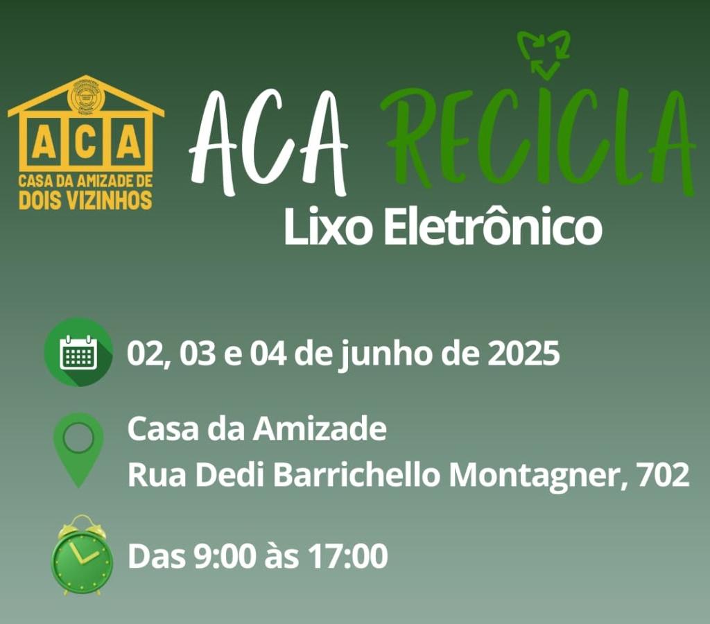 Associação Casa da Amizade terá ação de coleta de lixo eletrônico