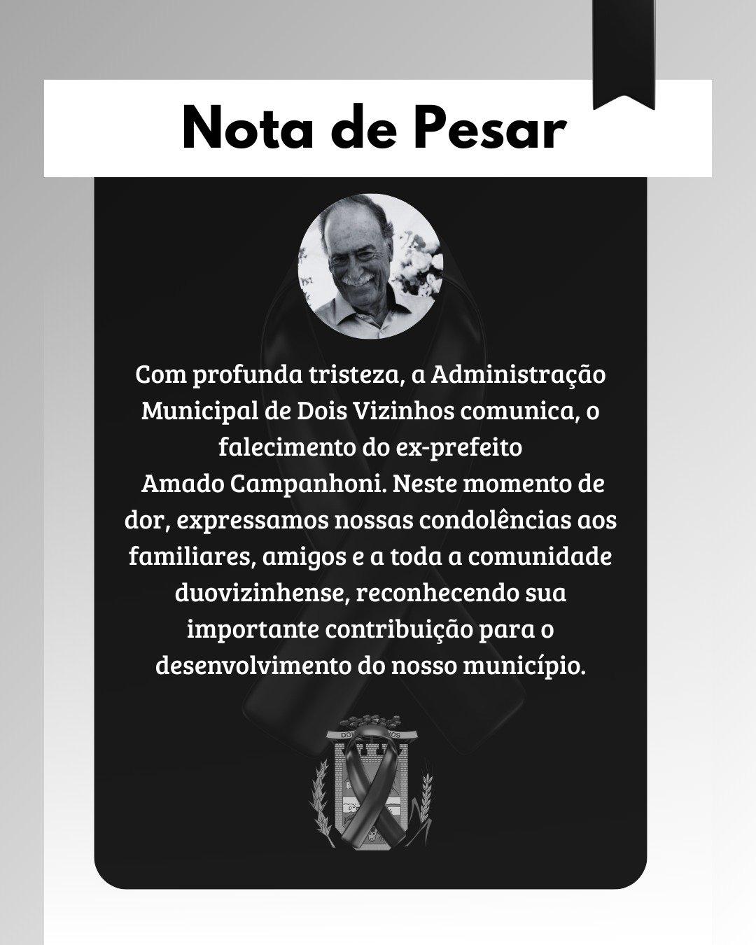 DOIS VIZINHOS PERDE O EX-PREFEITO AMADO CAMPANHONI