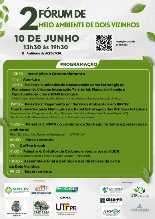 Fórum de Meio Ambiente será no dia 10 de junho