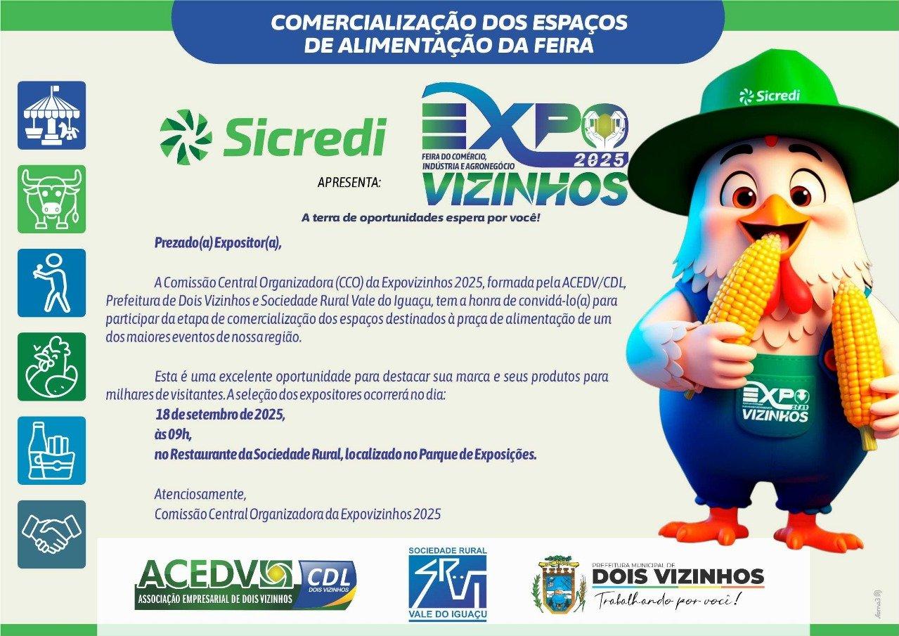 EXPOVIZINHOS 2025 DEFINIRÁ ESPAÇOS DE ALIMENTAÇÃO NA PRÓXIMA SEMANA